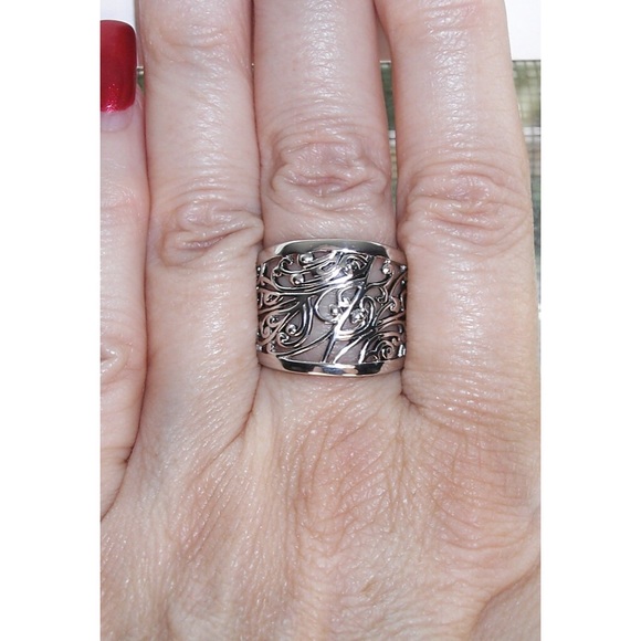 925 STERLING SILVER Vines & Scrolls Band Ring - Picture 2 of 15